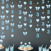 40Ft Blue 3rd Birthday Bow Garland Banner Heart Streamer Party Decor