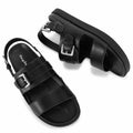 CosyFever Women’s Black Slip On Flat Sandals Adjustable Strap Size 9 by Deal US