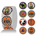 ZAEW Halloween Sticker Roll 500pcs 1.5" Gnome Pumpkins Cats Ghost Colored by Deal US
