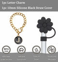 Wabogove Stanley 1pc Silicone Straw Topper & Initial Charm Letter J 30&40oz by Deal US