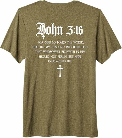 John 3:16 Christian Bible Verse Religious Jesus Premium Tri-blend T-Shirt by Deal US