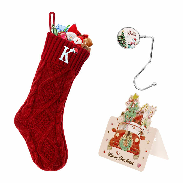 CRSTAFU Personalized Christmas Stocking 20” Red Monogram Embroidered by Deal US