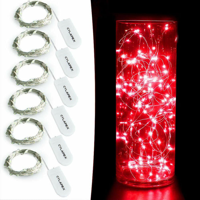 CYLAPEX 6 Pack Red Fairy String Lights Battery LED 3.3ft 20 LEDs by Deal US