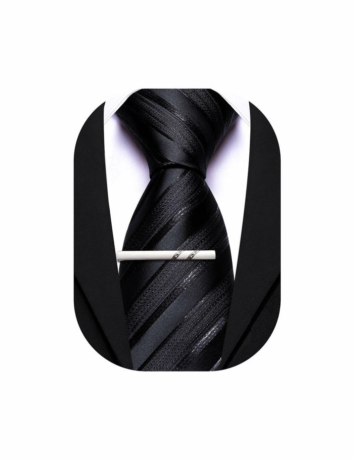 Barry.Wang Silk Men Striped Necktie Tie Clip Blush Pink Size One Size by Deal US