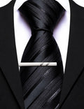 Barry.Wang Silk Men Striped Necktie Tie Clip Blush Pink Size One Size by Deal US