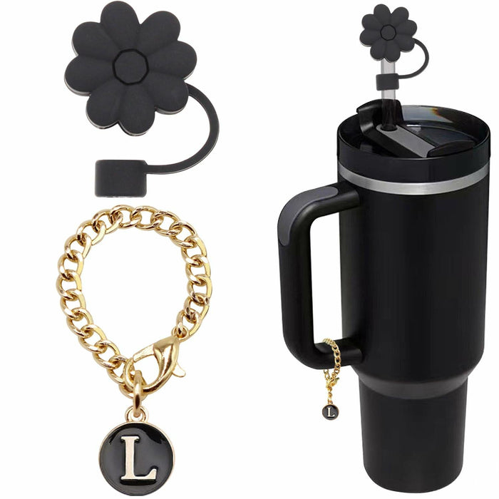 Wabogove Stanley 1pc Silicone Straw Topper & Letter L Charm 30&40oz Tumbler by Deal US