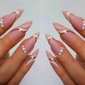 Enppode French Tip Almond Acrylic Press On Nails Medium White 24 Pcs by Deal US