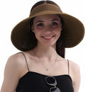 Wide Brim Straw Sun Hat Women Summer Beach Vacation Foldable Coffee Ribbon by Deal US