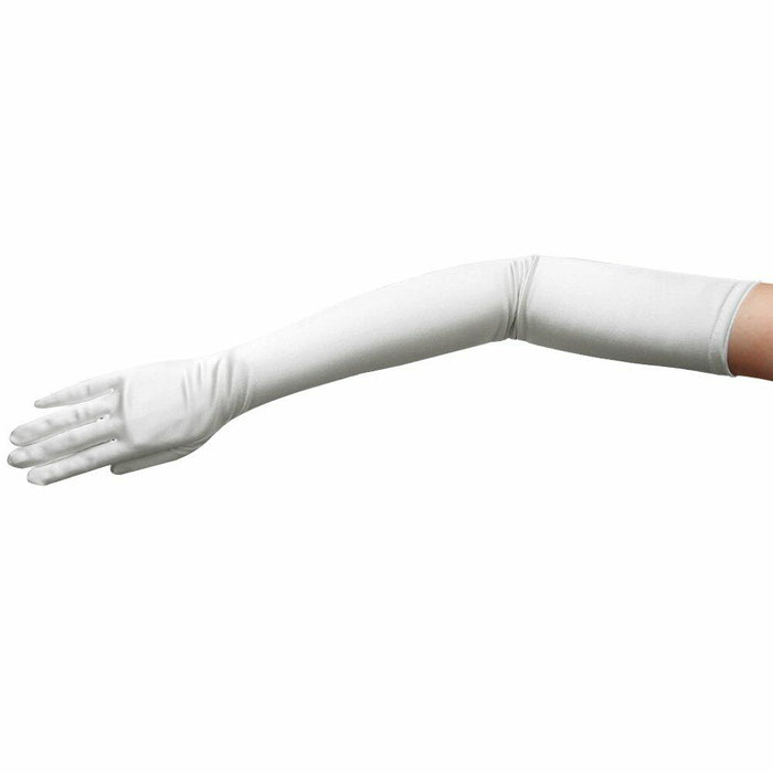 ZaZa Bridal 23.5" Long Shiny Stretch Satin Dress Gloves Opera Length-White by Deal US