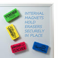 Magnetic Whiteboard Dry Erasers 4-Pack Colorful Classroom Teacher Essentials by Deal US