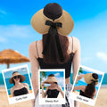 Wide Brim Straw Sun Hat Women Summer Beach Vacation Foldable Coffee Ribbon by Deal US