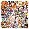 Waxkure 100PCS Halloween Pumpkin Ghost Witch Bat Vinyl Stickers Waterproof by Deal US