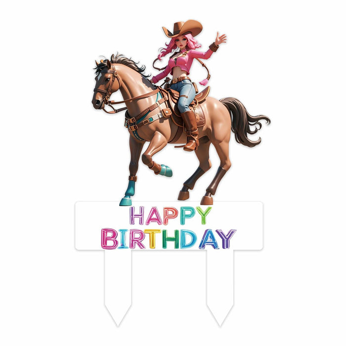 Palegg Cowgirl Cake Topper Western Party Supplies Brown Orange Red Acrylic by Deal US
