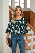 TASAMO Floral Chiffon Blouse Ladies Work Top Dark Green Size XL by Deal US