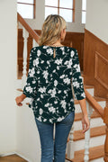 TASAMO Floral Chiffon Blouse Ladies Work Top Dark Green Size XL by Deal US