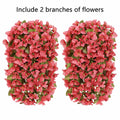 HyeFlora Bougainvillea Artificial Hanging Flowers Red 2pcs Silk UV Resistant by Deal US