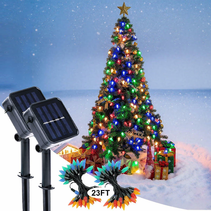 Veeydrut Solar String Lights 2 Pack 50 LED 23FT Waterproof Multicolor Outdoor by Deal US