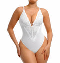 FeelinGirl Shapewear Tummy Control Lace Bodysuit V Neck Low Back White Size S by Deal US