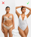 FeelinGirl Shapewear Tummy Control Lace Bodysuit V Neck Low Back White Size S by Deal US