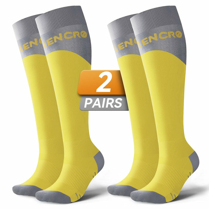 Azalencro Compression Socks Knee High 20-30 mmHg Yellow 2 Pairs Size M by Deal US