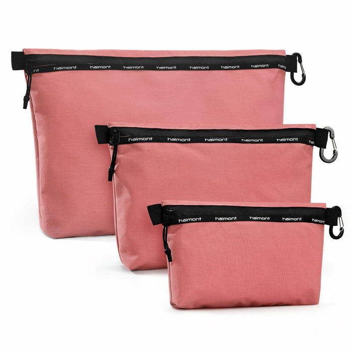 Haimont Travel Zipper Pouch Set 3-Piece Water-Resistant Pink Toiletry Bags by Deal US