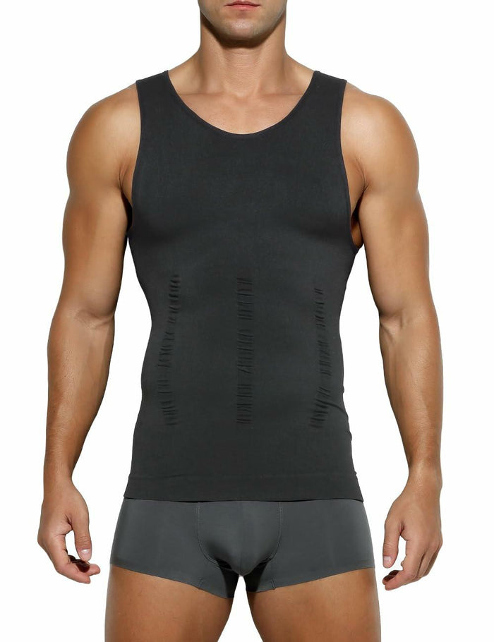Casey Kevin Men’s Sleeveless Gynecomastia Compression Shirt Body Shaper Grey XXL by Deal US