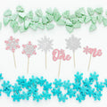 Gyufise 24Pcs Double Layer Pink Glitter Snowflake Cupcake Toppers Paper by Deal US