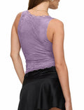 SAUNGKUAI Women's Sexy V Neck Sleeveless Lace Floral Top PinkPurple Size XL by Deal US