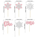Gyufise 24Pcs Double Layer Pink Glitter Snowflake Cupcake Toppers Paper by Deal US