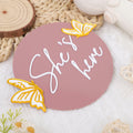 WAWUO She's Here Milestone Board Butterfly Gender Reveal Party Decor Acrylic by Deal US