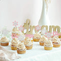 Gyufise 24Pcs Double Layer Pink Glitter Snowflake Cupcake Toppers Paper by Deal US