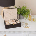 Household Essentials Vegan Leather Travel Jewelry Organizer Box Caramel by Deal US