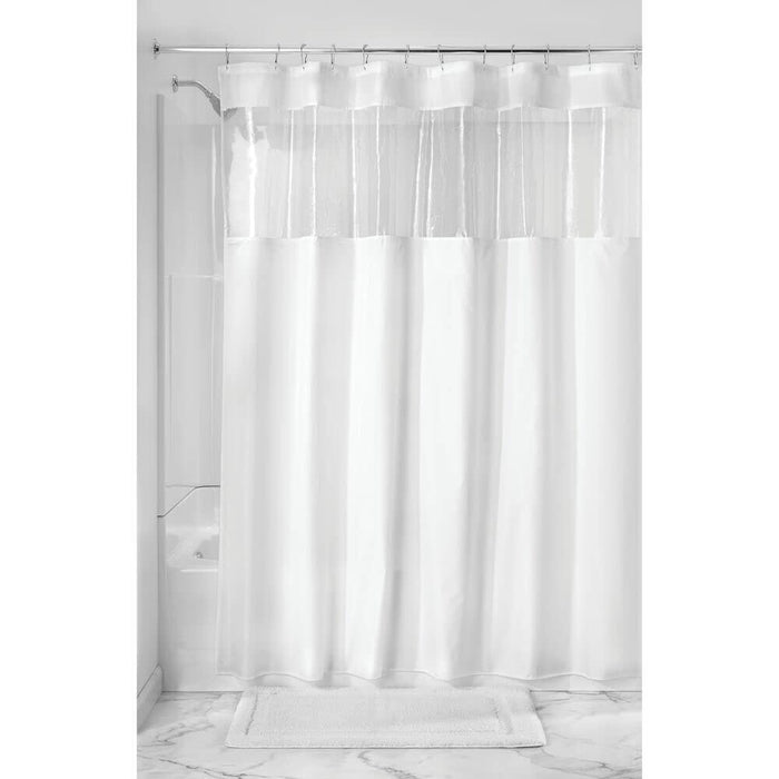 InterDesign Fabric Shower Curtain White Clear 72x72 Inches by Deal US