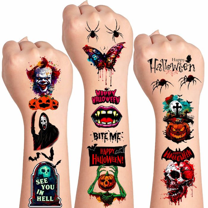 Halloween Temporary Tattoos 36 Sheets Scary Joker Pumpkin Skull Ghost Bats by Deal US