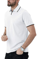 Aiyino Men's Muscle V Neck Polo Shirt Slim Fit Cotton Golf Tee White Size M by Deal US