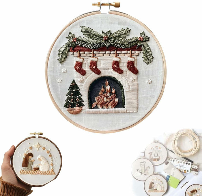 OVLADA Christmas Embroidery Kit DIY Adults&Kids Starter Stamped Pattern White A by Deal US