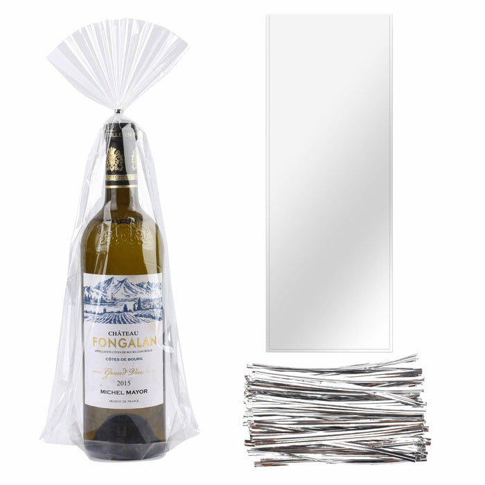 Kolewo4ever Wine Bottle Gift Bags Green Organza 8x16in 100pcs + 200 Twist Ties by Deal US