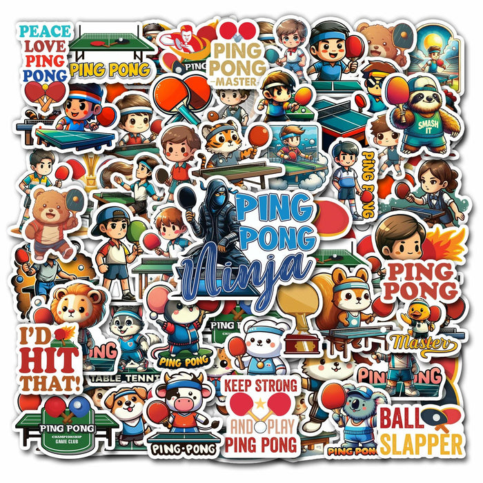 BIGZORO 50PCS Ping Pong Table Tennis Stickers Waterproof Vinyl Decals by Deal US