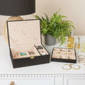 Household Essentials Vegan Leather Travel Jewelry Organizer Box Caramel by Deal US