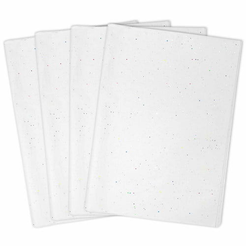 MR FIVE White Glitter Tissue Paper 14x20in 100 Sheets White Sparkle by Deal US