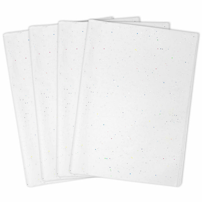 MR FIVE White Glitter Tissue Paper 14x20in 100 Sheets White Sparkle by Deal US