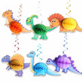 Qquetiee 6 Pcs Dinosaur Birthday Decorations Honeycomb Balls Hanging Swirls by Deal US