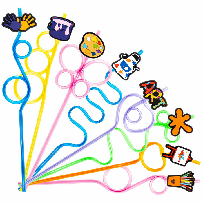 SODWINCO 24PCS Art Drinking Crazy Straws Kids Birthday Party Supplies Multicolor by Deal US