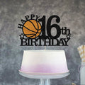 Klionjor Basketball 16th Birthday Cake Topper Black Glitter 16 Count Cardboard by Deal US