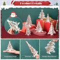 MoDooris 24Pcs White Wooden Christmas Tree Tabletop Decor Rustic Xmas by Deal US