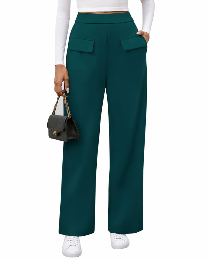 BTFBM Women's High Waisted Stretchy Palazzo Pants Dark Blue Size L by Deal US