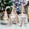 MoDooris 24Pcs White Wooden Christmas Tree Tabletop Decor Rustic Xmas by Deal US
