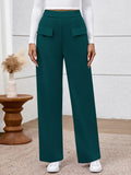 BTFBM Women's High Waisted Stretchy Palazzo Pants Dark Blue Size L by Deal US