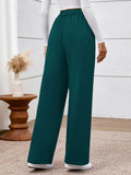 BTFBM Women's High Waisted Stretchy Palazzo Pants Dark Blue Size L by Deal US