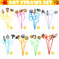 SODWINCO 24PCS Art Drinking Crazy Straws Kids Birthday Party Supplies Multicolor by Deal US